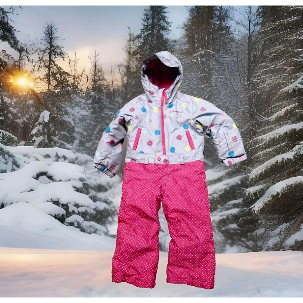 O'Neill Snow Suit Girls 3 Gray Pink Excellent 8K Waterproof Thinsulate Insulated